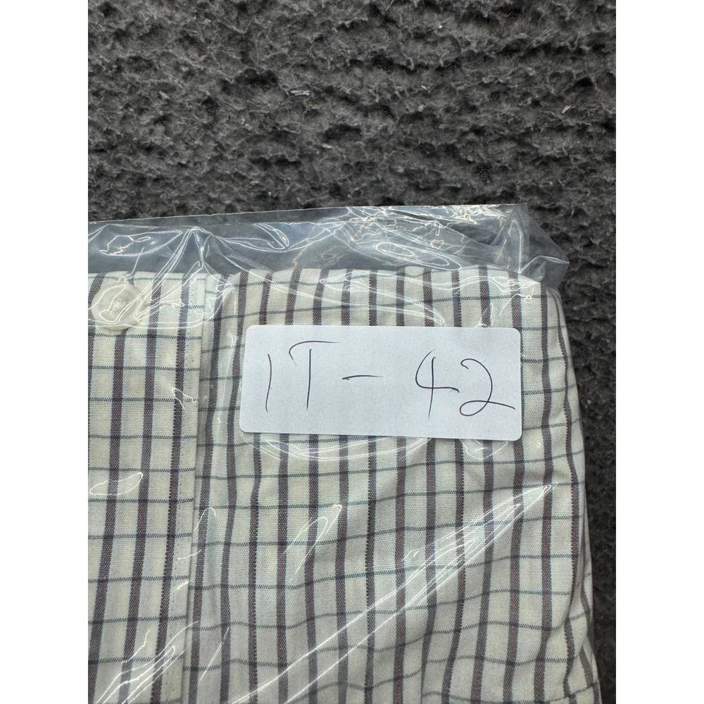 Yves Saint Laurent YSL Check Long-Sleeve Button-Up Shirt Off-White Mens Size L
